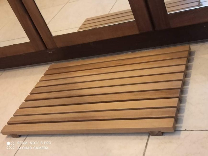 Solid African Iroko Duckboard/shower Mat/outside Door Mat Etsy