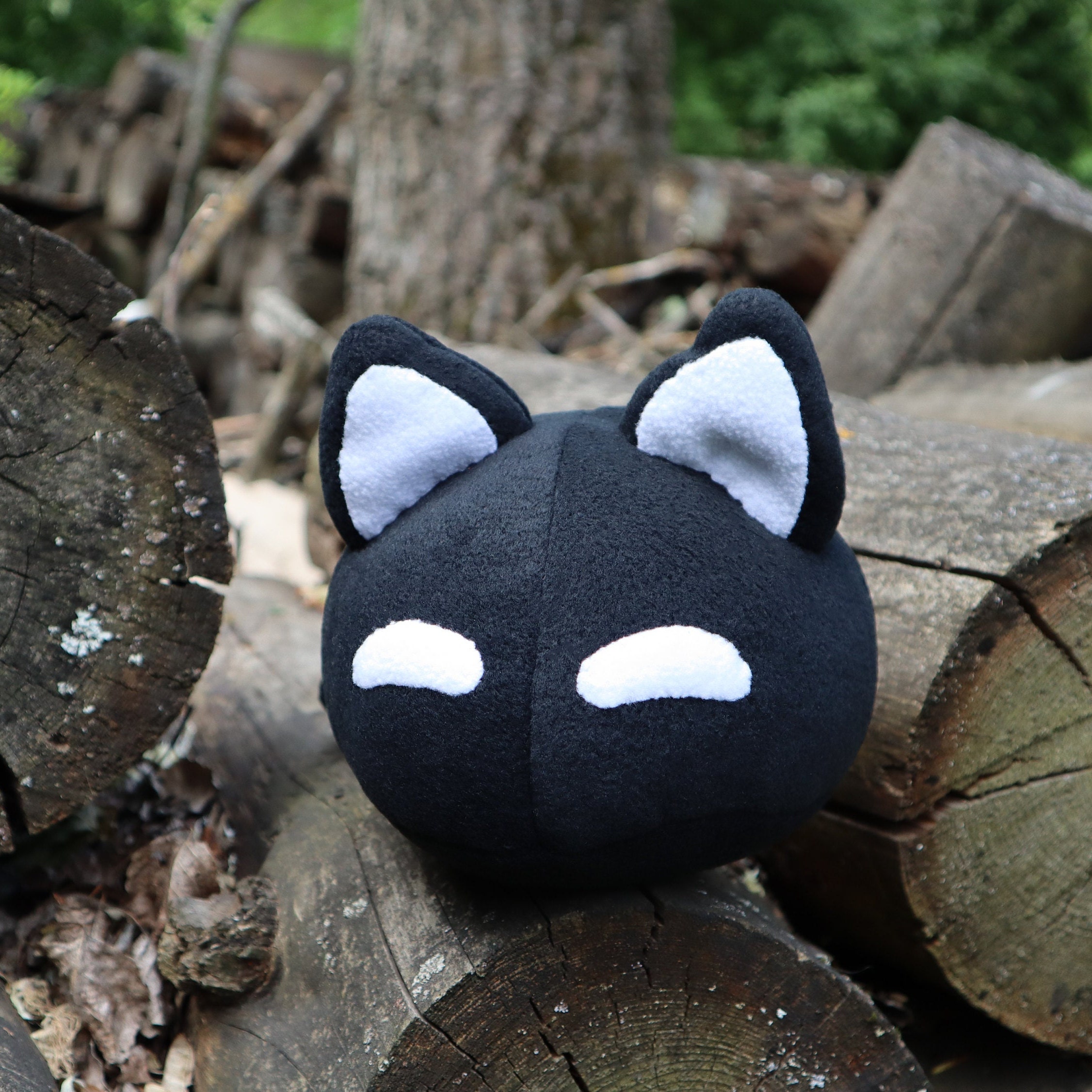 Mewo Omori Plush, Black Cat Handmade, Gamer Gift Plush Toy