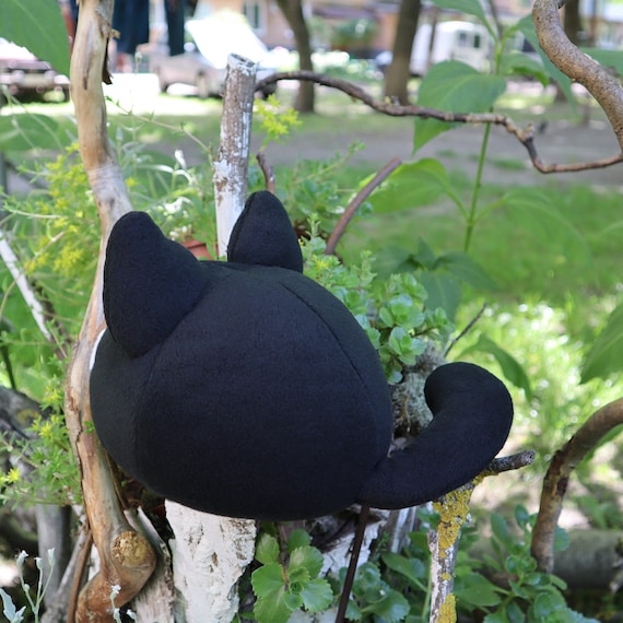 Mewo Omori Plush, Black Cat Handmade, Gamer Gift Plush Toy