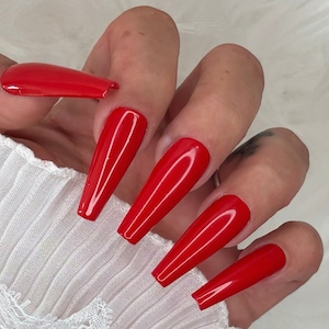 Press on Nails Mittelrot Glossy | Clean Basic Nails