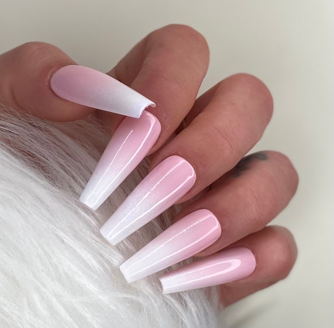Press on Nails Babyboomer White Pink Boomer - Etsy