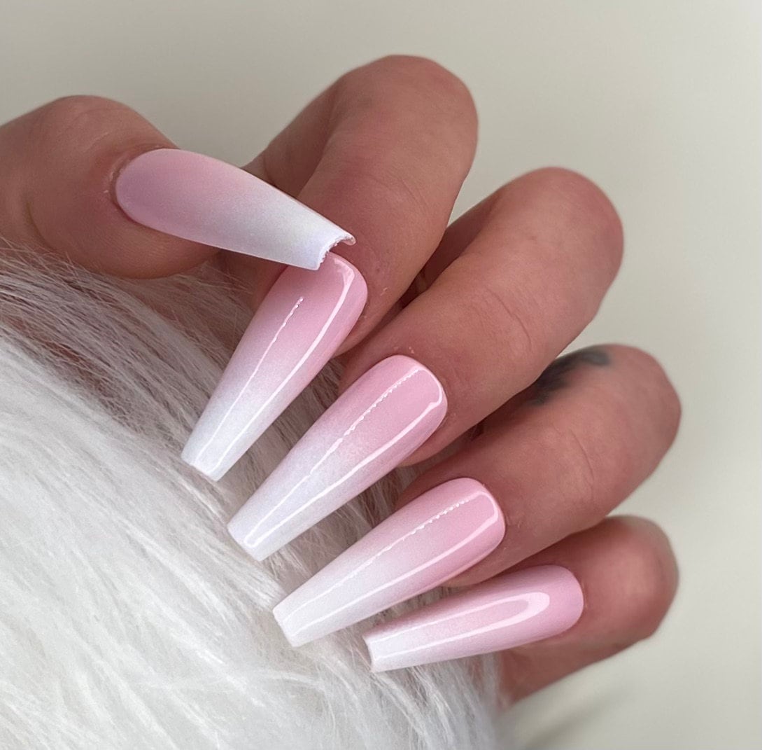 Press on Nails Baby Boomer White Pink Boomer - Etsy