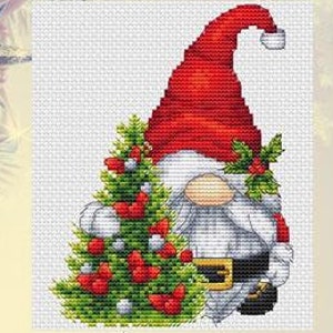 Christmas Father Gnome Counted Cross Stitch Pattern