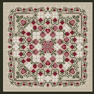 Counted Cross Stitch Pattern - Strawberry Patch by Happiness Is HeartMade, 8 1/2" x 11" cardstock booklet, 14/16 count