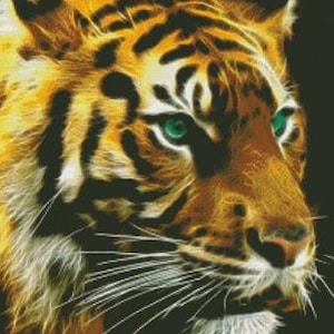 Small Fractal Tiger Counted Cross Stitch Pattern