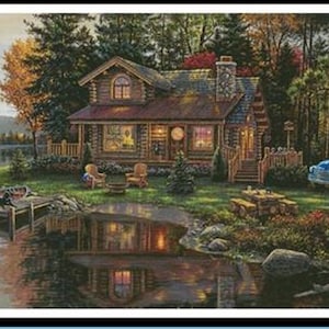 Choice of 2 Sizes - Peace River Cabin Counted Cross Stitch Pattern