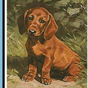 Counted Cross Stitch Pattern - Puppy by Artecy, Print and Bag Chart Pack, 14/16/18 count