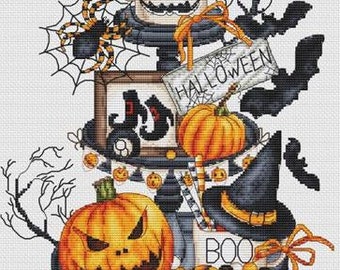 Halloween Platter Counted Cross Stitch Pattern