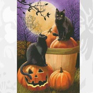 Counted Cross Stitch Pattern - Midnight Rendezvous Halloween by Charting Creations, Print and Chart Bag Pack, 14, 18 or 25 count