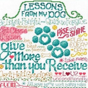 Let&#39;s Learn from Our Dog Counted Cross Stitch Pattern