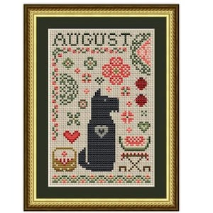 Counted Cross Stitch Pattern - Dog Days: Scottie August Dog  by Happiness Is HeartMade