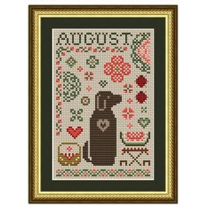 Counted Cross Stitch Pattern - Dog Days: August Dog  by Happiness Is HeartMade