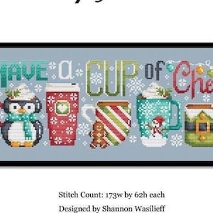 Cup of Cheer Counted Cross Stitch Pattern