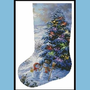 Choice of Left or Right Facing Country Shopping Stocking Counted Cross Stitch Pattern