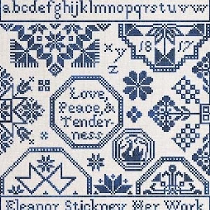 Love, Peace & Tenderness: A Quaker Sampler Counted Cross Stitch Pattern