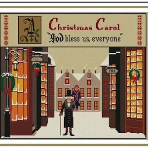 Counted Cross Stitch Pattern - A Christmas Carol, Charles Dickens, Twin Peak Primitives, 8 1/2" x 11" cardstock booklet, 16 count