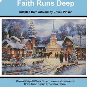 Counted Faith Runs Deep  by Artecy Cross Stitch, Print and Bag Chart Pack form, B&W Symbols, 14 count, Christmas, Church