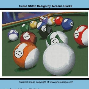 Counted Cross Stitch Pattern - Pool by Artecy, Print and Bag Chart Pack, 14/16/18 count