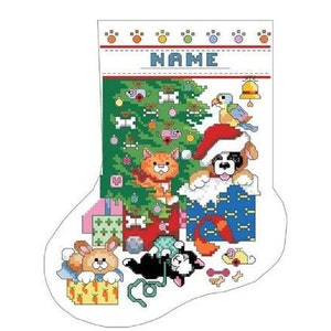 Pet Christmas Stocking Counted Cross Stitch Pattern