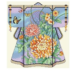 Oriental Kimono Counted Cross Stitch Pattern