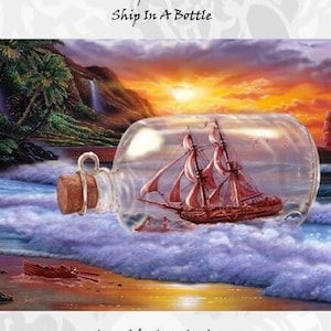 Ship In a Bottle Counted Cross Stitch Pattern