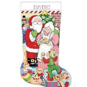 Merry Christmas Couple Stocking Counted Cross Stitch Pattern