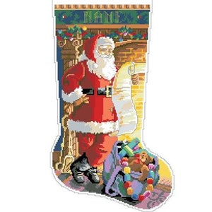Counted Cross Stitch Pattern - Checking His List Stocking by Kooler Design Studio