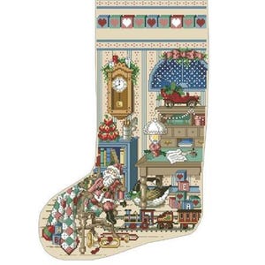 Counted Cross Stitch Pattern - Holiday Study Heirloom Stocking by Kooler Design Studio, 8 1/2" x 11" cardstock booklet, 25 count