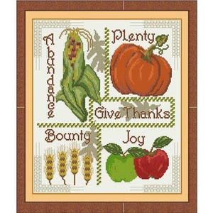 Harvest Sampler Counted Cross Stitch Pattern by Cross-Point Designs