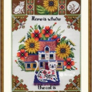 Home Is Where the Cat Is Counted Cross Stitch Kit by Merejka Import