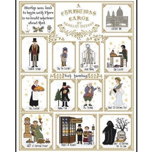 Counted Cross Stitch Pattern - Dickens' s Christmas Sampler by Twin Peak Primitives, Print and Bag Chart Pack, 16/32 count