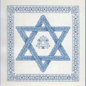 Counted Cross Stitch Pattern - Star of David by Imaginating, Four page cardstock leaflet, 14 count