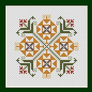 Antique Sunflower Square Counted Cross Stitch Pattern