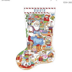 Santa's Workshop Stocking Counted Cross Stitch Pattern by Kooler Design Studio