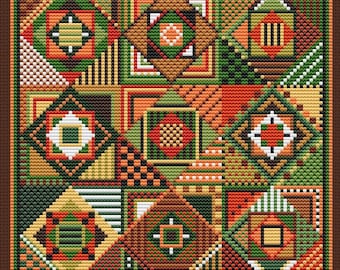 Counted Cross Stitch Pattern - Pumpkin Patches by Carolyn Manning Designs, 8 1/2" x 11" cardstock leaflet, 14 count