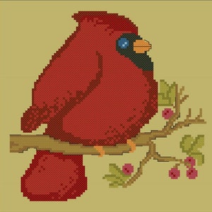 Mr. Redbird Counted Cross Stitch Pattern Carolyn Manning Designs