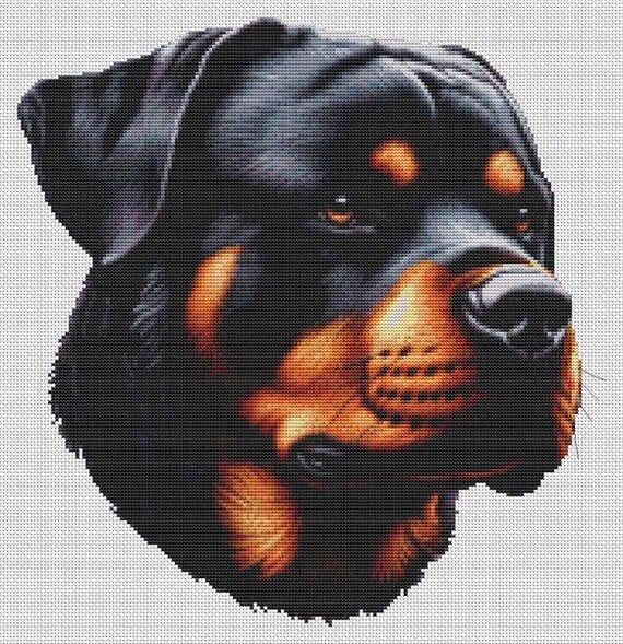 Rottweiler Alert Counted Cross Stitch Pattern