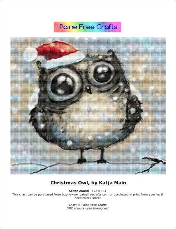 Christmas Owl Counted Cross Stitch Pattern
