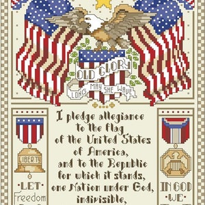 American Flag Sampler Counted Cross Stitch Pattern