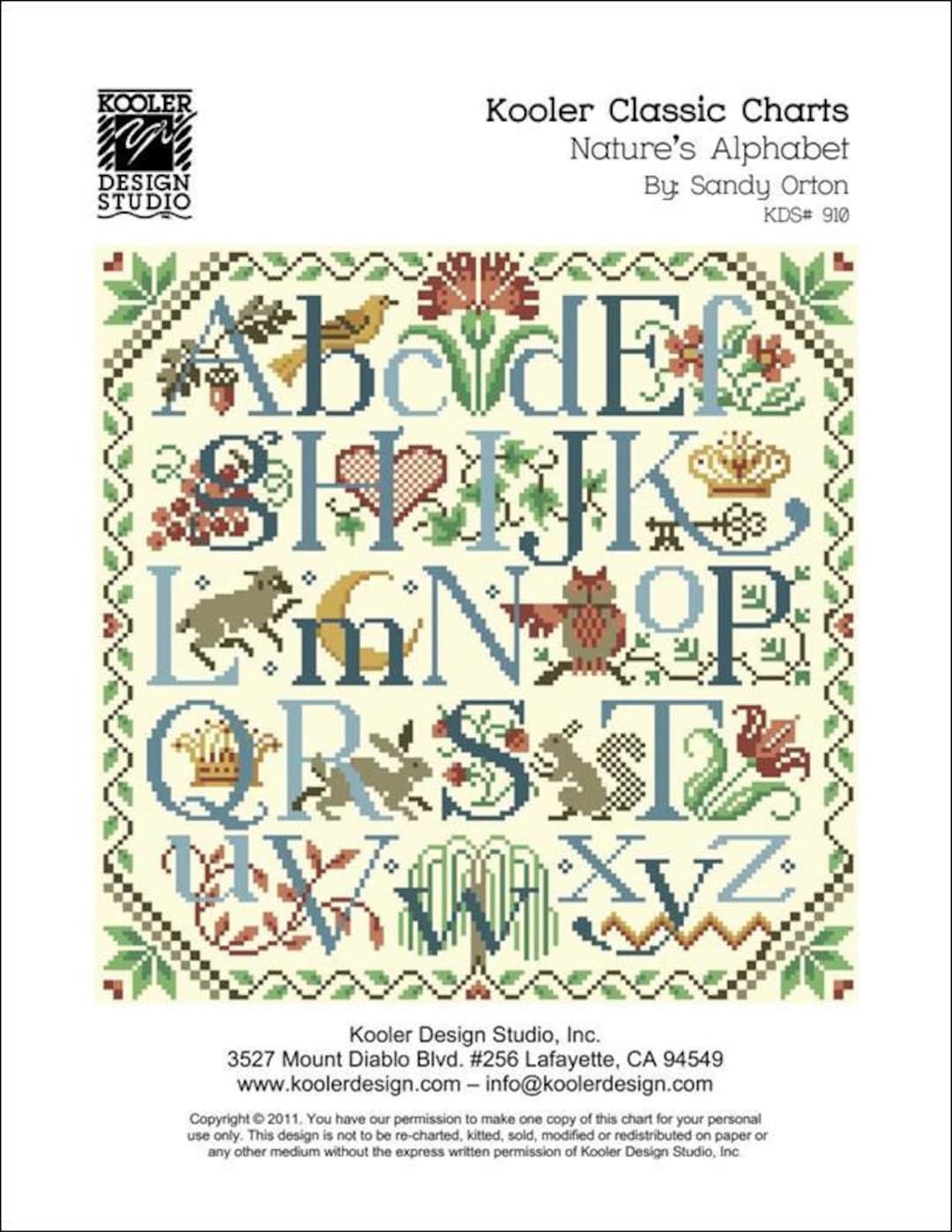 Counted Cross Stitch Pattern - Nature's Alphabet by Kooler Design