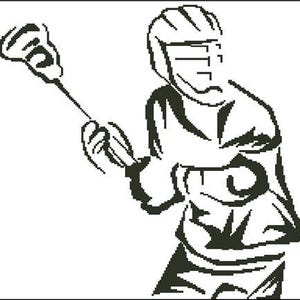 Lacrosse Player Silhouette Counted Cross Stitch Pattern
