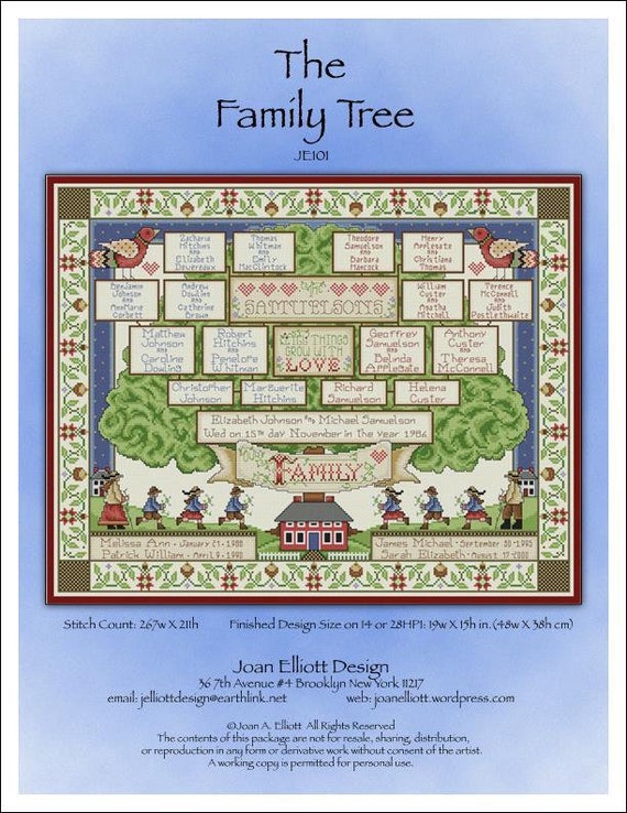 Counted Cross Stitch Pattern - the Family Tree Ancestor by Joan