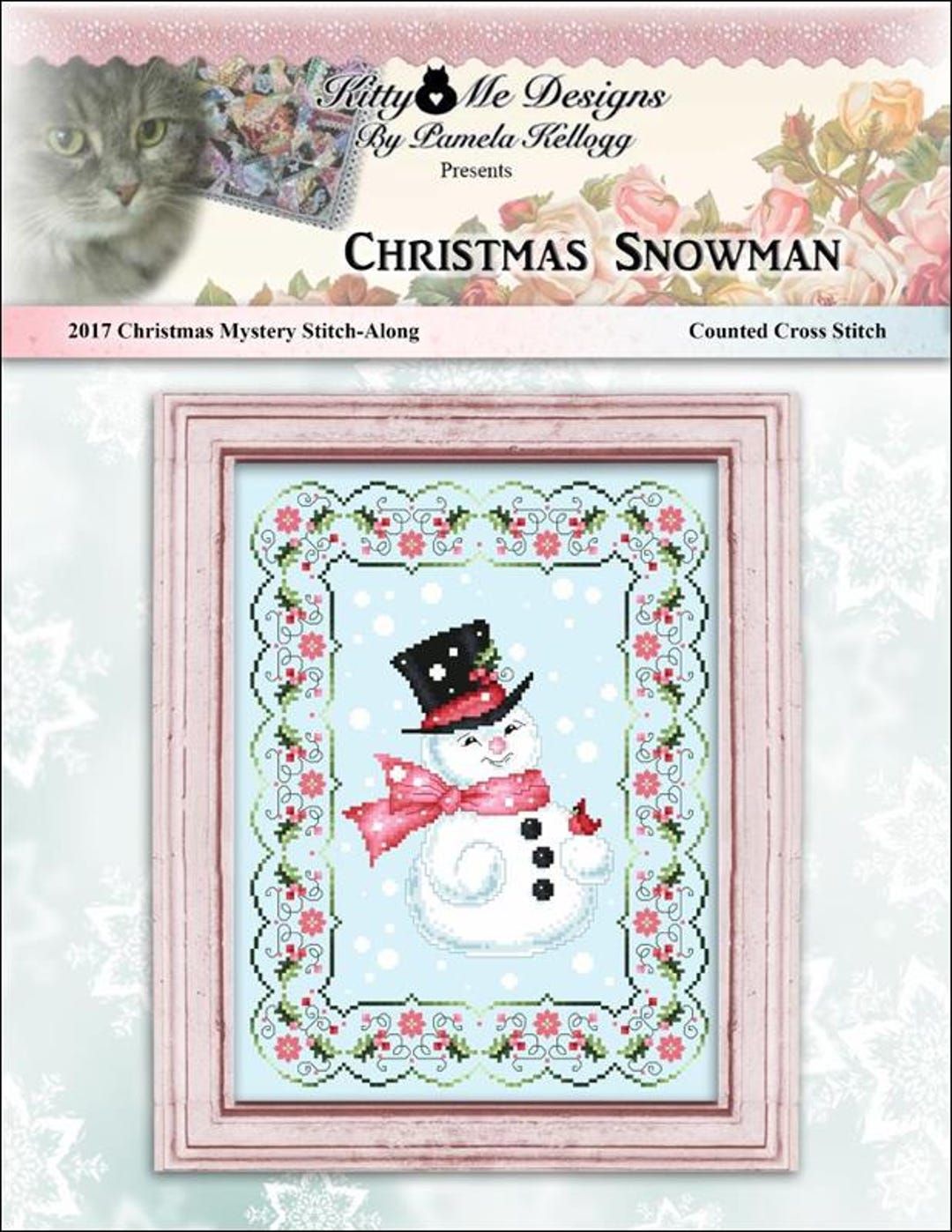 Christmas Snowman Counted Cross Stitch Pattern by Kitty & Me Designs - Etsy