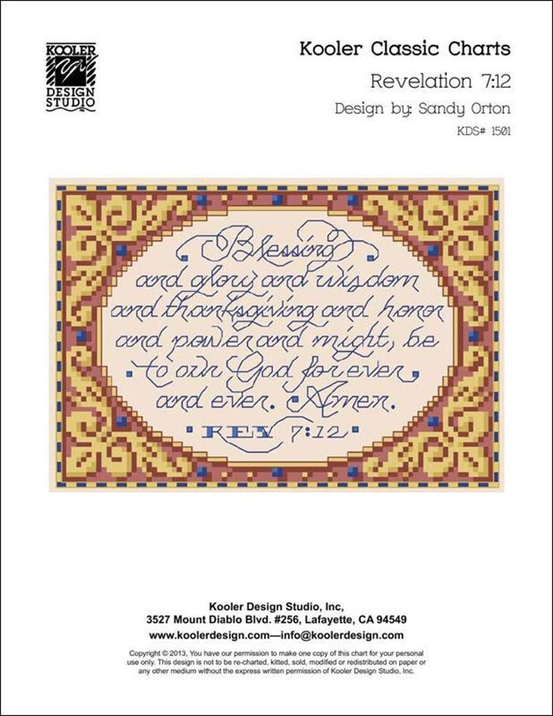 Revelation 7:12 Counted Cross Stitch Pattern by Kooler Design Studio - Etsy