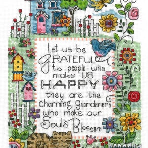 Let Us Be Grateful Counted Cross Stitch Kit or Pattern Only