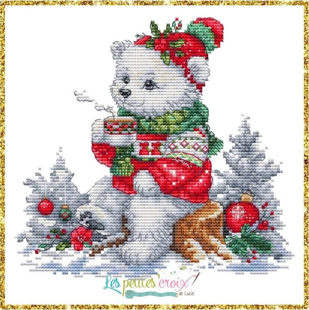 Christmas Bear 2024 Counted Cross Stitch Pattern Etsy