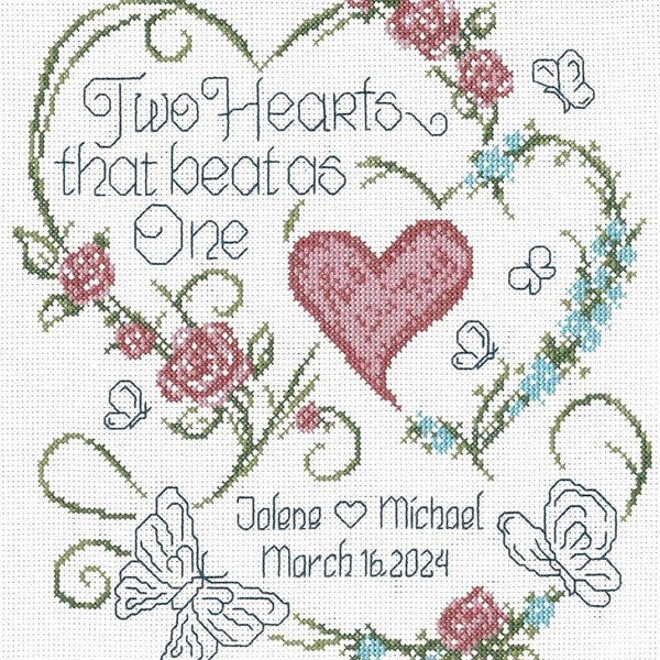 Two Hearts Wedding Counted Cross Stitch Choice of Kit or Pattern