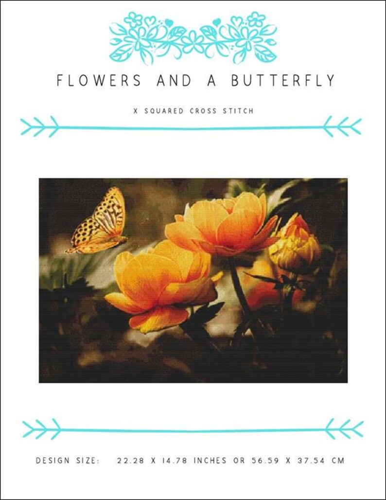 Counted Cross Stitch Pattern - Flowers and a Butterfly by X Squared ...