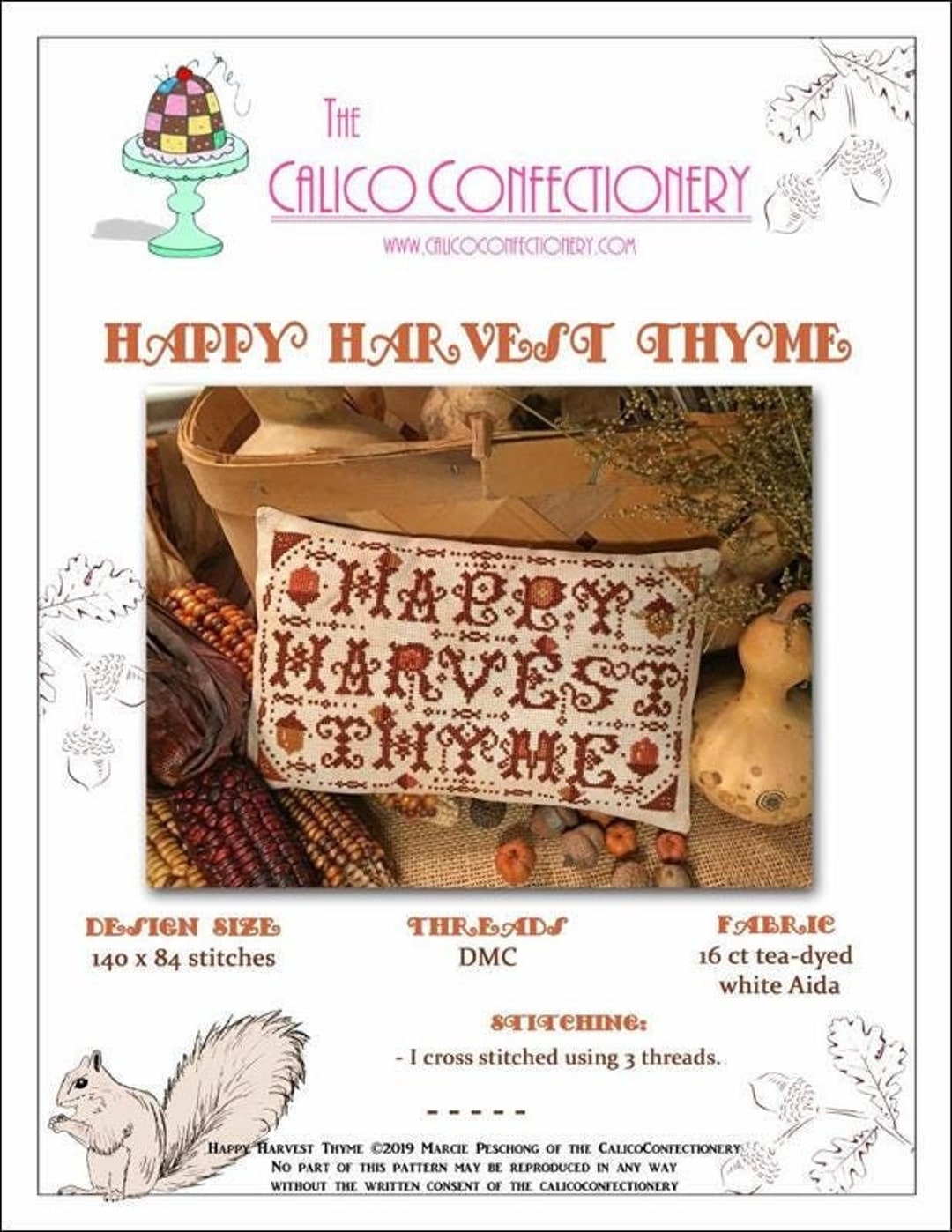 Cross Stitch Pattern - Happy Harvest Thyme by Calico Confectioneryc - Etsy