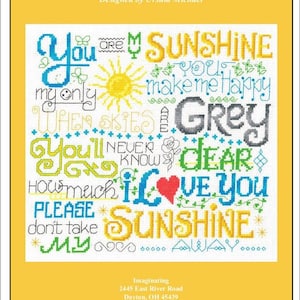 You Are My Sunshine Counted Cross Stitch Pattern
